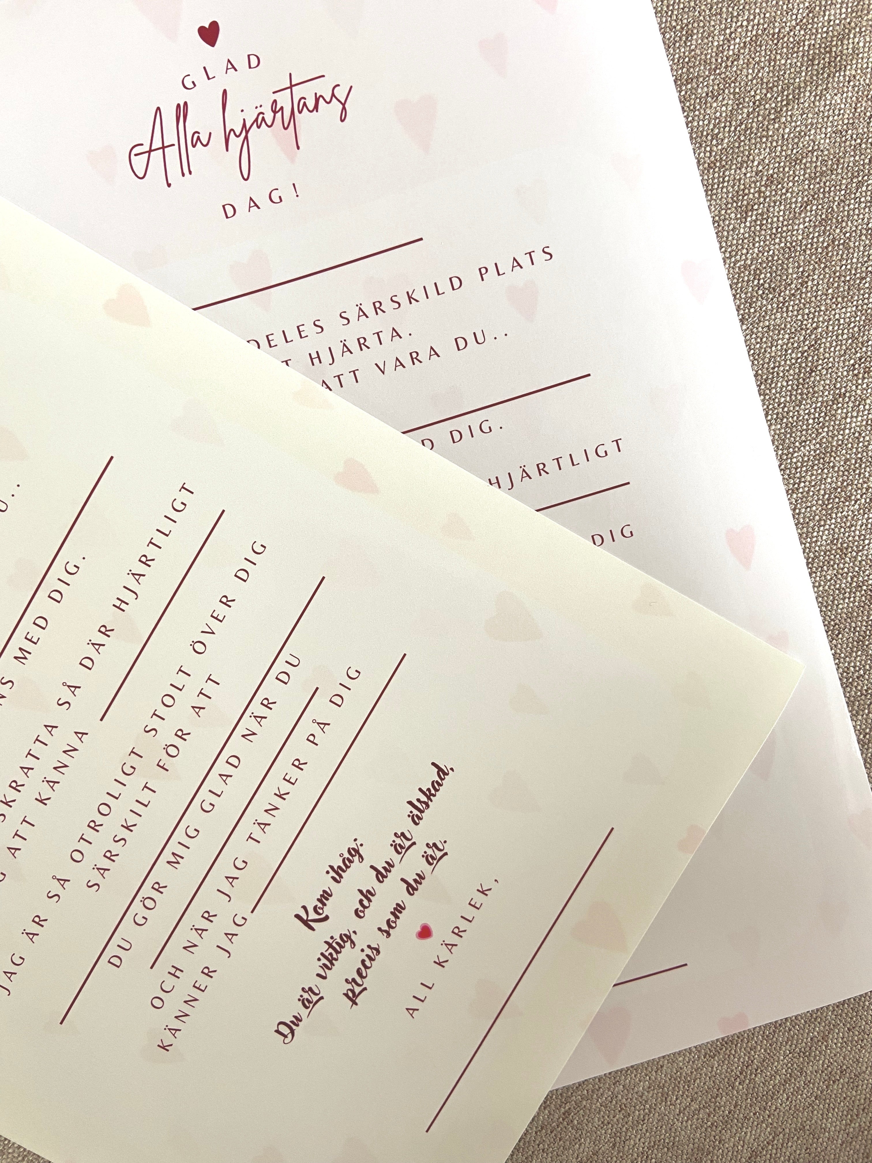 Digitalt Personligt hjärtebrev & Samtalskort | Alla hjärtans dag