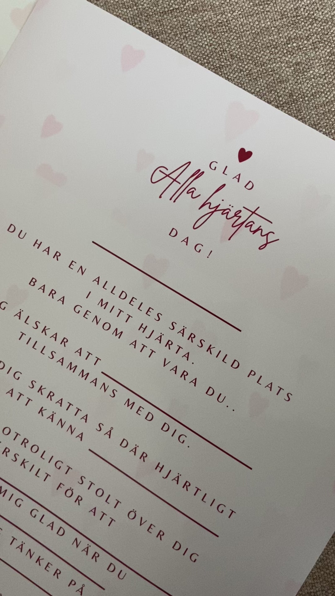 Digitalt Personligt hjärtebrev & Samtalskort | Alla hjärtans dag